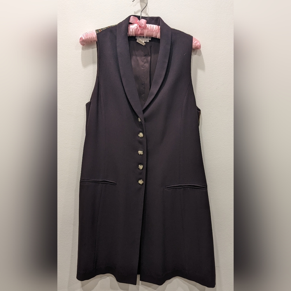 Vintage Kenar Aubergine Button-Up Vest